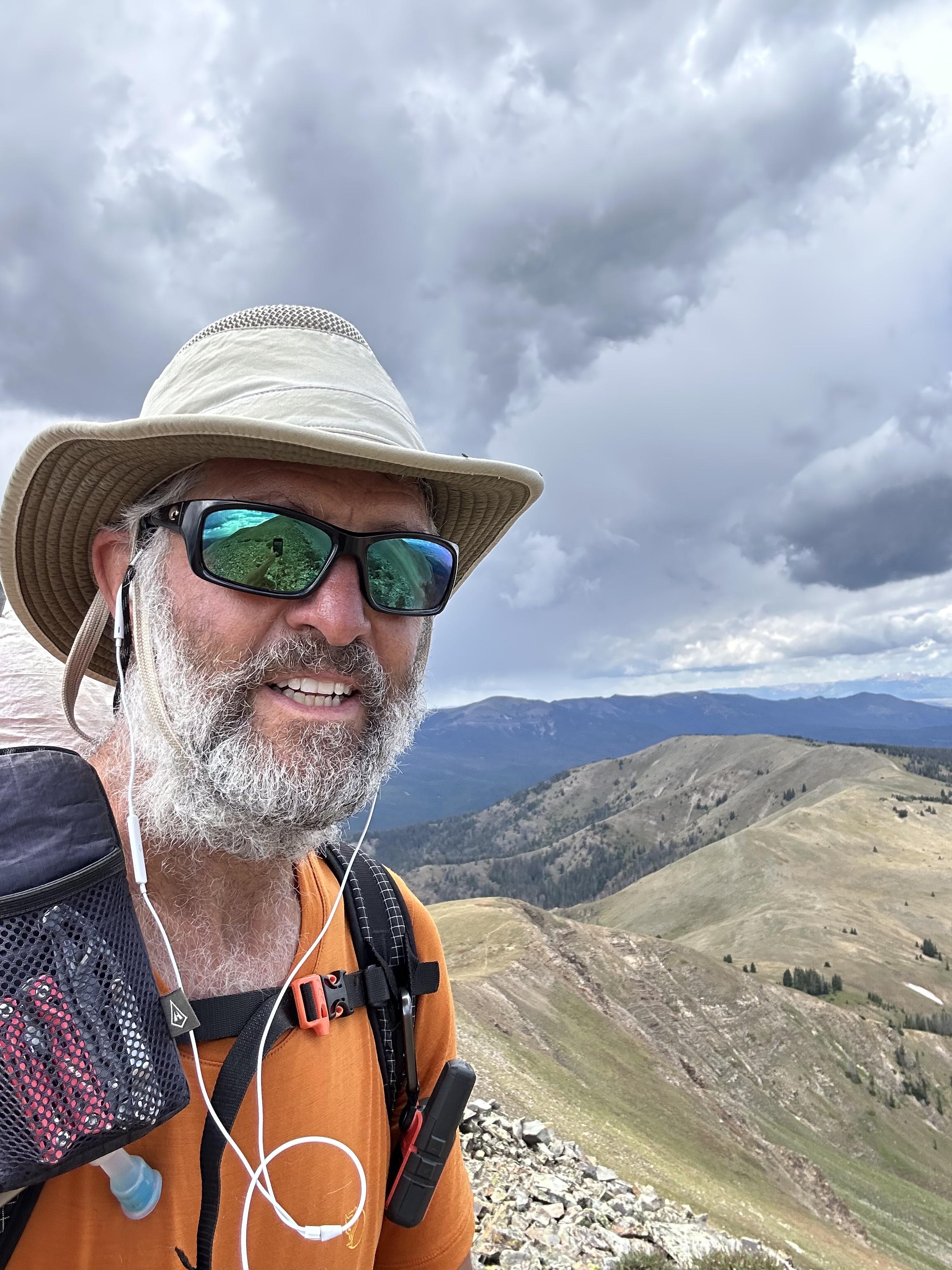 Tom, near the end of his journey, traveling over Parkview Mountain, Colorado, 12,000 feet above sea level.